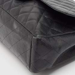 Chanel Black Quilted Caviar Leather Maxi Classic Single Flap Bag
