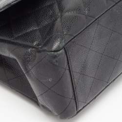 Chanel Black Quilted Caviar Leather Maxi Classic Single Flap Bag