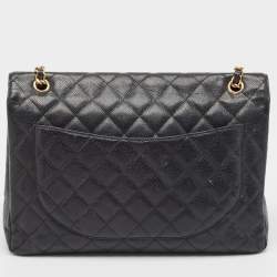 Chanel Black Quilted Caviar Leather Maxi Classic Single Flap Bag