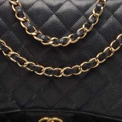 Chanel Black Quilted Caviar Leather Maxi Classic Single Flap Bag
