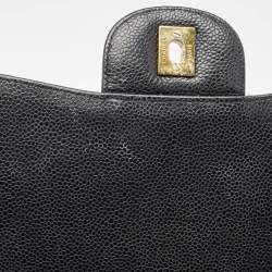 Chanel Black Quilted Caviar Leather Maxi Classic Single Flap Bag