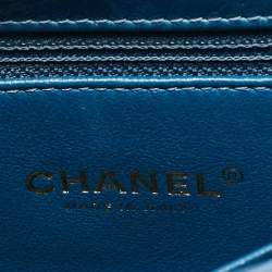 Chanel Blue Quilted Leather and Lizard Mini Coco Top Handle Bag