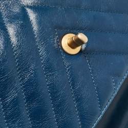 Chanel Blue Quilted Leather and Lizard Mini Coco Top Handle Bag