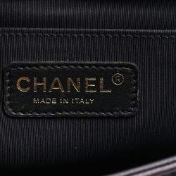 Chanel Navy Blue Cube Embossed Leather Medium Boy Flap Bag