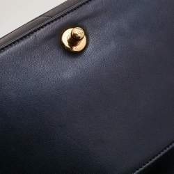 Chanel Navy Blue Cube Embossed Leather Medium Boy Flap Bag