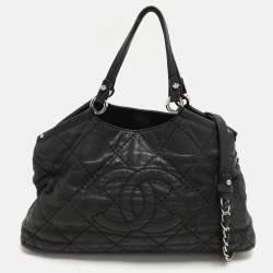 Pre Owned Chanel Black Quilted Leather Small Sea Hit Tote