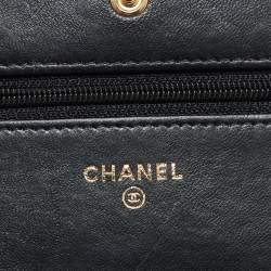 Chanel Black Quilted Leather CC Classic Wallet On Chain