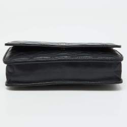 Chanel Black Quilted Leather CC Classic Wallet On Chain