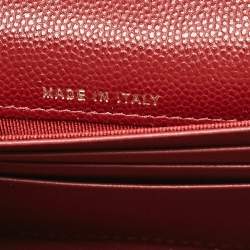 Chanel Red Quilted Caviar Leather Classic L Flap Wallet