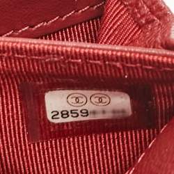 Chanel Red Quilted Caviar Leather Classic L Flap Wallet
