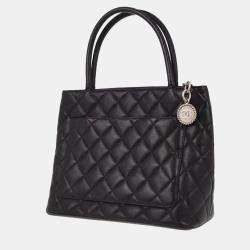 Chanel Black Calfskin Medallion Tote Handbag