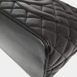 Chanel Black Calfskin Medallion Tote Handbag