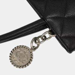 Pre Owned Chanel Black Calfskin Medallion Tote Handbag