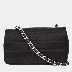 Chanel Black Satin Choco Bar Lipstick Shoulder Bag