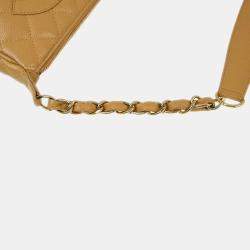 Pre Owned Chanel Beige Calfskin Chain Shoulder Bag
