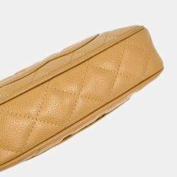 Pre Owned Chanel Beige Calfskin Chain Shoulder Bag