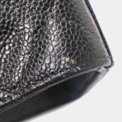 Pre Owned Chanel Black Calfskin Straight Flap Chain Handbag