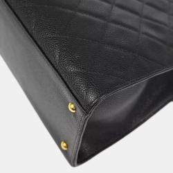 Pre Owned Chanel Black Calfskin Straight Flap Chain Handbag