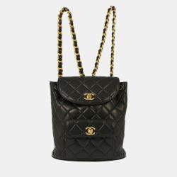 Chanel Black Lambskin Large Duma Backpack