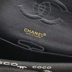 Pre Owned Chanel Black Canvas Coco Medium Classic Double Flap Shoulder Bag