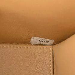 Pre Owned Chanel Beige Calfskin Medium Classic Single Flap Shoulder Bag