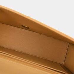 Pre Owned Chanel Beige Calfskin Medium Classic Single Flap Shoulder Bag