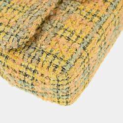 مملوكة مسبقًا Chanel Yellow Tweed Classic Single Flap 2 In 1 Hand Bag Set