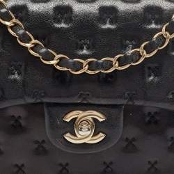 Chanel Black Cross Stitch Leather Mini Paris-Rome Coco Top Handle Bag