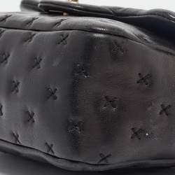 Chanel Black Cross Stitch Leather Mini Paris-Rome Coco Top Handle Bag