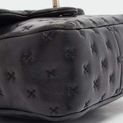 Chanel Black Cross Stitch Leather Mini Paris-Rome Coco Top Handle Bag