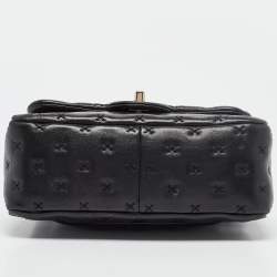 Chanel Black Cross Stitch Leather Mini Paris-Rome Coco Top Handle Bag