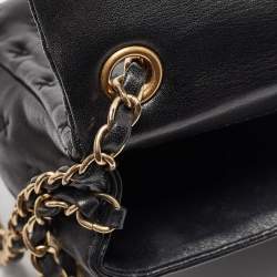 Chanel Black Cross Stitch Leather Mini Paris-Rome Coco Top Handle Bag