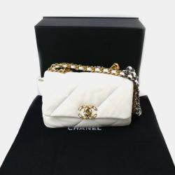Chanel White Cream Chanel 19 Chain Shoulder Bag