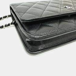 Chanel Black Caviar Skin Matelasse Coco Mark Classic Chain Wallet Shoulder Bag