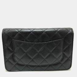 Chanel Black Caviar Skin Matelasse Coco Mark Classic Chain Wallet Shoulder Bag