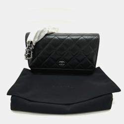 Chanel Black Caviar Skin Matelasse Coco Mark Classic Chain Wallet Shoulder Bag