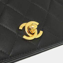 Chanel Black Matelasse Lambskin Gold Chain Shoulder Bag