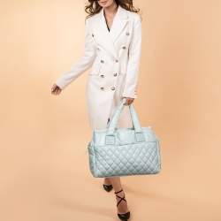 Chanel Mint Green Quilted Coated Nylon Coco Cocoon Tote