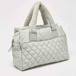 Chanel Mint Green Quilted Coated Nylon Coco Cocoon Tote