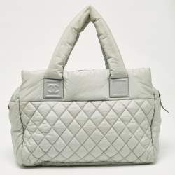 Chanel Mint Green Quilted Coated Nylon Coco Cocoon Tote