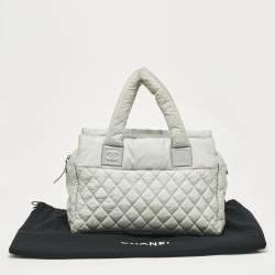 Chanel Mint Green Quilted Coated Nylon Coco Cocoon Tote