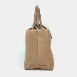 Pre Owned Chanel Caviar Skin Beige CC Coco Mark Tote Bag