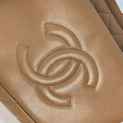 Pre Owned Chanel Caviar Skin Beige CC Coco Mark Tote Bag