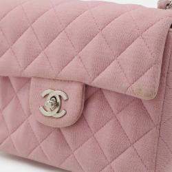 Chanel Cotton Jersey Pink Matelasse Coco Mark Chain Shoulder Bag