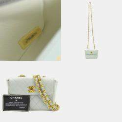 Pre Owned Chanel Leather Light Blue Gold Matelasse Shoulder Bag