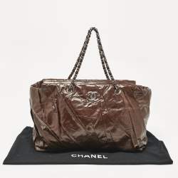 Pre Owned Chanel Choco Brown Twisted Glazed Leather Large Classic Tote