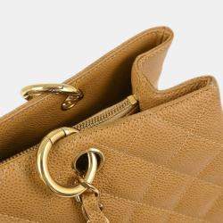 Chanel Beige Calfskin Grand Shopping Tote GST Chain Handbag