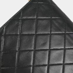 Pre Owned Chanel Black Lambskin Turnlock Small Half Flap Shoulder Bag