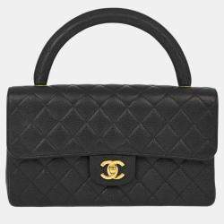 Chanel Black Calfskin Top Handle Handbag