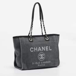 Chanel Grey Canvas Medium Deauville Shopper Tote
